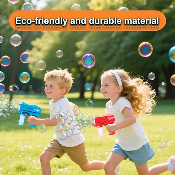 2 Pack Kids Bubble Gun，Automatic Light Up Bubble Machine with 2 Bottles Refill Solution，Bubble Guns Blaster for Toddlers，Outdoor Bubble Blowing Toys, Easter Basket Essentials,Party，Birthday Gifts-CubbioJoy