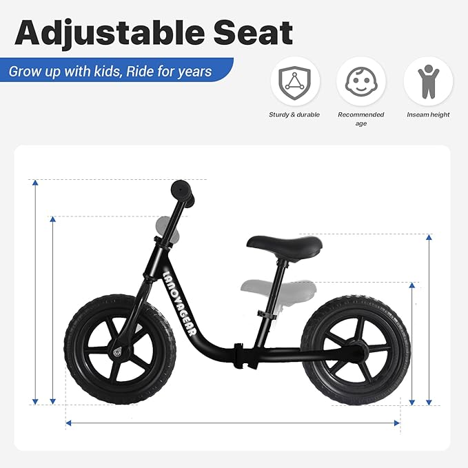 Balance Bike for Toddlers Ages 1.5–5 – No-Pedal Training Bike with Adjustable Seat & Handlebar, Lightweight Frame, Easy Assembly for Boys & Girls-CubbioJoy