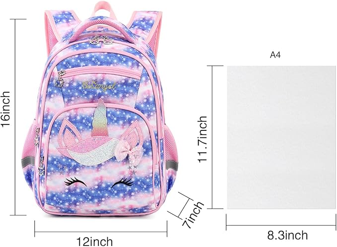 Cusangel Backpack for Girls Boys School Bookbags Kindergarten Elementary Lightweight Waterproof Multifunctional Large Capacity for Backpack (16 inch Sky Unicorn Fun Prints)-CubbioJoy