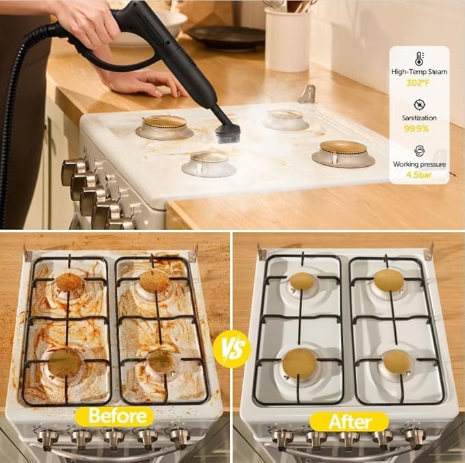 37-in-1 Steam Cleaner mop for Home & Car, 2L Water Tank, 4.3ft Hose, Deep Steam Cleaning for Floors, Tiles, Grout, Windows, Kitchen, Living Room – Multi-Surface Steamer-CubbioJoy