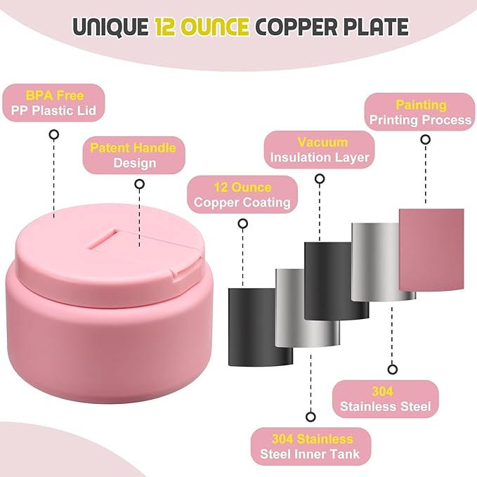 13.5oz Soup Thermo for Hot Food Kids with Buckle Lid Insulated Vacuum Food Jar Wide Mouth Leakproof Stainless Steel Lunch Container- Pink-CubbioJoy