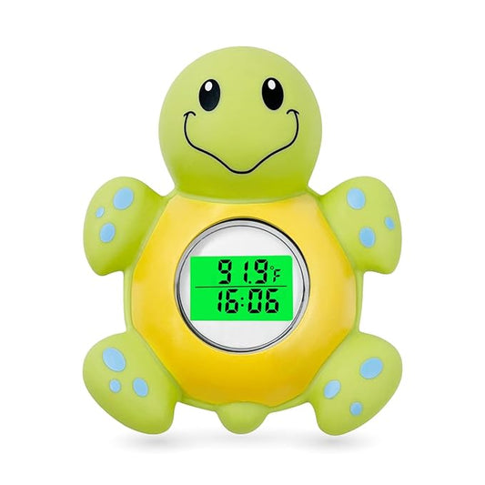 Baby Bath Thermometer with Timer, Safety Digital Water Temperature Thermometer with 3 Color Backlit and Temperature Warning, Bath Tube Floating Toy for Infant, Toddler-CubbioJoy