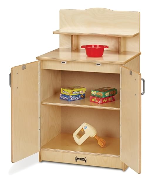 Jonti-Craft 2411JC Culinary Creations Play Kitchen, 35 x 80 x 15 inches, Natural Wood, 4 Piece Set-CubbioJoy