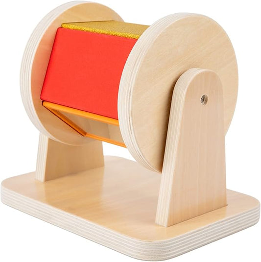 Adena Montessori Spinning Drum Baby Toys,Montessori Toys for Babies 6-12 Months Toddlers,Wooden Spinning Rainbow with Multiple Materials Baby Christmas Toys for Boy and Girls Gift(Medium-size Texture)-CubbioJoy