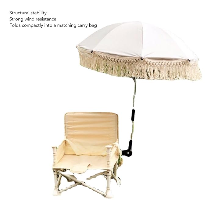 Baby Outdoor Parasols, Baby Stroller Parasol Umbrella with Adjustable Clamp, Toddler Umbrella for Trolley Wheelchair Beach Chair, Outdoor Activities (Beige)-CubbioJoy