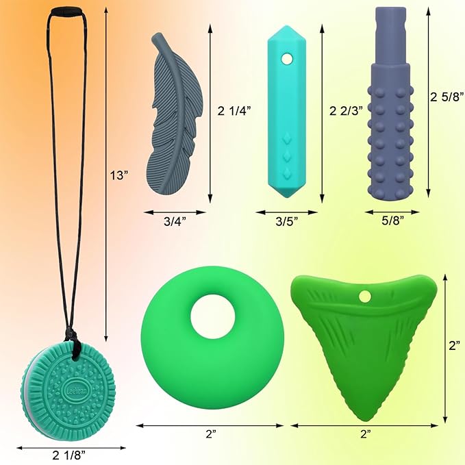 Chewy Necklaces for Sensory Kids, Silicone Chewy Necklaces for Boys and Girls with Autism, ADHD, SPD, Chewing, Oral Motor Therapy Toy-CubbioJoy