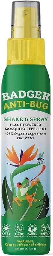 Badger Bug Spray, Family Friendly All Natural Mosquito Repellent w/Organic Essential Oils, Great Smelling Citronella Spray, Effective for 3 Hours, Deet-Free Vegan Plant Based Insect Repellent 4 fl oz-CubbioJoy