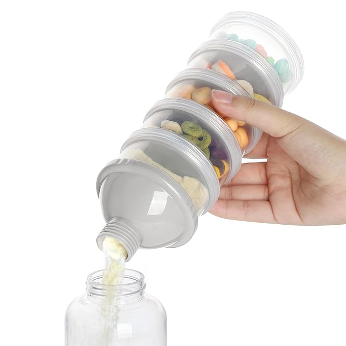 Accmor Formula Dispenser On The Go, 5 Compartments Stackable Formula Container for Travel, Baby Milk Powder Kids Snack Container, BPA Free-CubbioJoy