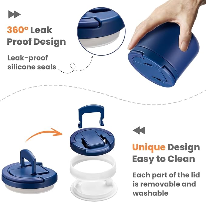 14oz Insulated Vacuum Food Jar with Buckle Lid,Soup Thermo for Hot Food Kids,Wide Mouth Leakproof Stainless Steel Lunch Container with Spoon-Blue-CubbioJoy