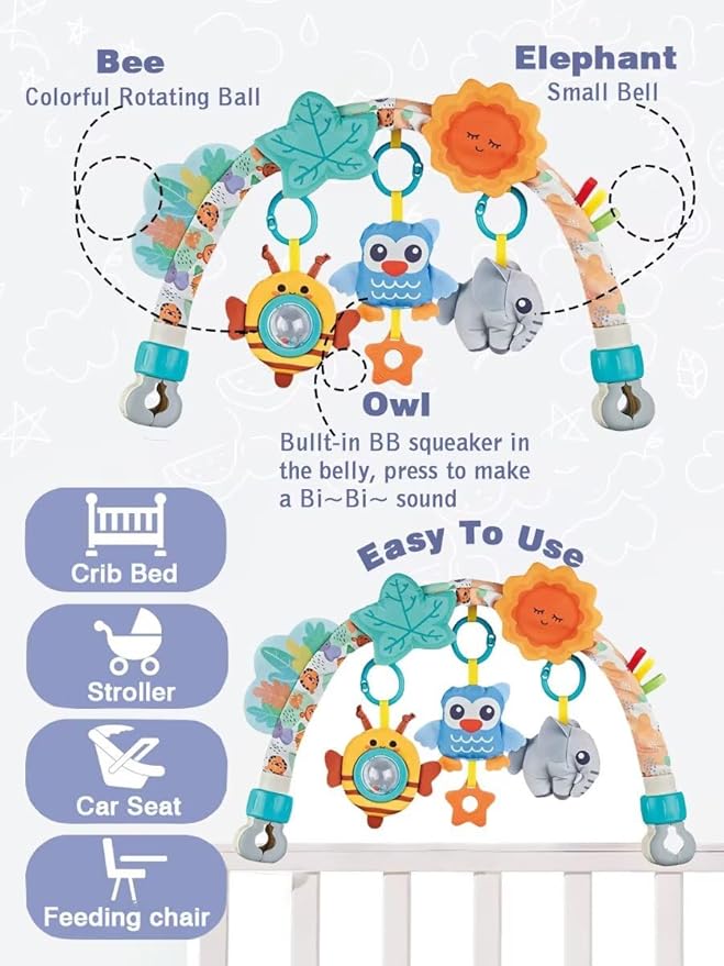 Baby Stroller Arch Toys, Pau1Hami1ton Car Seat Toys,Baby Gifts.S-19(Blue Owl)-CubbioJoy