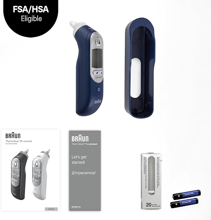 Braun ThermoScan 7+ Connect Digital Ear Thermometer - Family Care App Compatible, Age Precision Technology, Color-Coded Display, No. 1 Brand Recommended by Pediatricians-CubbioJoy