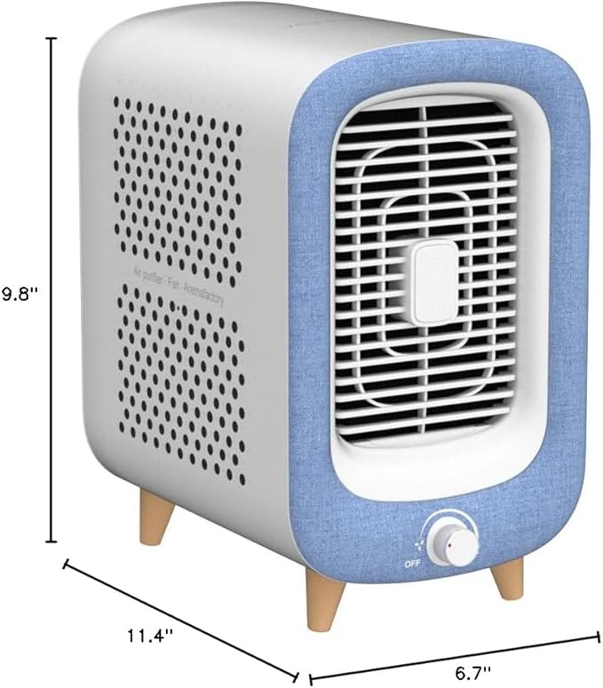 Jafanda Air Purifier for Home Bedroom 780sq ft, HEPA & Activated Carbon, Air Cleaner with Fragrance Sponge & Nightlight for Smoke, Allergies, Dust, Odor, VOC, Pet Dander, Pollen, Office, Desktop,Blue-CubbioJoy