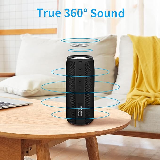Bluetooth Speaker,MusiBaby M88 Speakers,Dual Pairing, Bluetooth 5.3,Loud Stereo Sound,Booming Bass,30H Playtime for Home& Outdoor Party,Beach,Portable Speaker,Gifts(Black)-CubbioJoy
