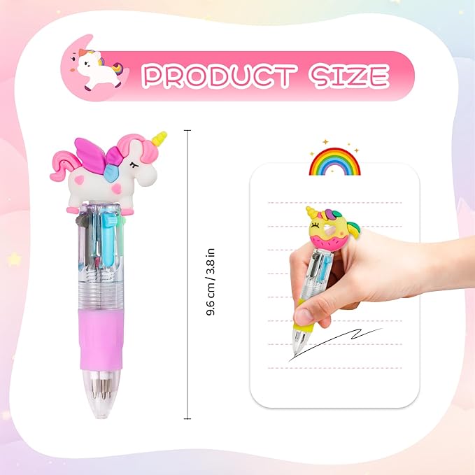 30Pcs Mini Multicolor Pens in One 4-in-1 Cute Pens Bulk for Kids, Ballpoint Pen for Birthdays and Children's Parties, Fun Gifts Assorted Ink Kawaii Pen(unicorn)-CubbioJoy