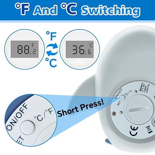 Baby Bath Thermometer, Infant Digital Water Thermometer Safety with 3 Color Backlit and Temperature Warning, Room Thermometers Floating Toy for Infant, Toddler, Bathtub, Swimming Pool (Light Blue)-CubbioJoy