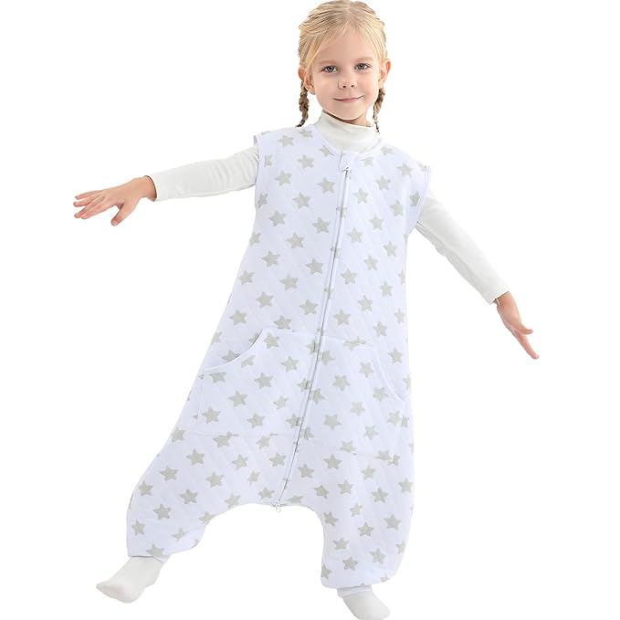 Baby Toddler Sleep Sack with Feet 2.5 TOG Winter, Wearable Blanket with Legs, Toddler Sleeping Sack Long Sleeve (Greystar, 5T-7T)-CubbioJoy