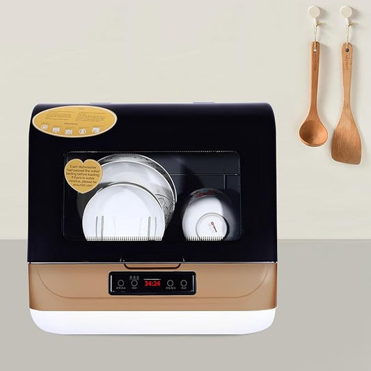 Compact Portable Dishwasher Countertop with Filter and Hybrid Drying Function, 360° Streak-Free Deep Cleaning, 3 Washing Programs, Mini Dishwasher for Apartments& RVs-CubbioJoy