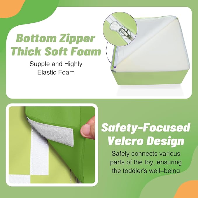 6-Piece Foam Climbing Blocks for Toddlers: Baby Foam Climbing Gym PU Leather Colorful Indoor Toy Building Blocks-CubbioJoy