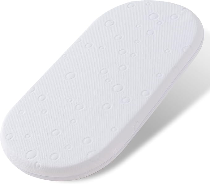 Baby Bassinet Mattress Topper, 30" x 15" x 2" Dual Sided Gel Memory Foam Mattress with Breathable Removable Soft Cover Fit for Most Moses Basket and Dream On Me Lacy Bassinet-CubbioJoy