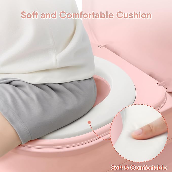 2-in-1 Toddler Potty Training Toilet - Larger Potty Chair & Detachable Training Seat for Boys & Girls Ages 1-3 with Flushing Sound, Wipes Storage, Toilet Paper Holder-CubbioJoy