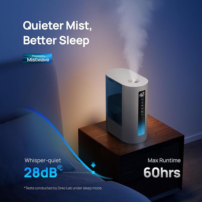 Dreo 6L Humidifiers for Bedroom, Smart Warm & Cool Mist for Large Room, 60Hr Quiet Runtime for Baby, Plant, Humidity Sensor, Indicator Light, 12H Timer, Google/Alexa, Blue-CubbioJoy