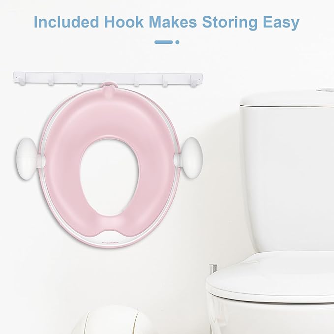 ANGELBLISS Baby Potty Training Toilet Seat with Soft Cushion Handles, Haute Collection, Double Anti-Slip Design and Splash Guard for Boys and Girls (Pink)-CubbioJoy
