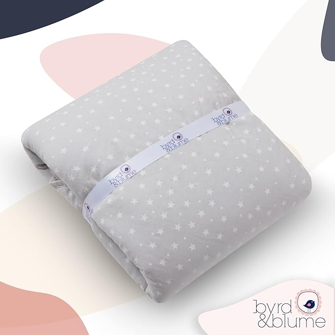 Byrd & Blume Round Baby Play Mat, Organic Cotton Soft Padded Nursery Floor Mat, Safe Hypoallergenic Baby Mat, Reversible, Foldable, Portable Infant Tummy Time Mat Fits Tents & Playpens (40"x40") Gray-CubbioJoy