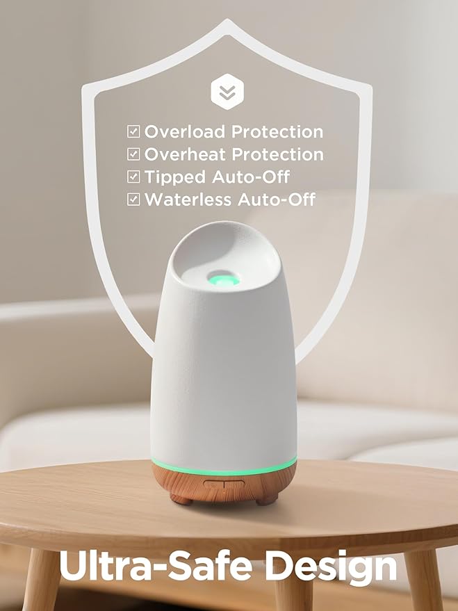 InnoGear Oil Diffuser, 150ml Ceramic Stone Diffuser for Essential Oils Handcrafted Aromatherapy Diffuser Ultrasonic Cool Mist Humidifier with 2 Mist Modes Waterless Auto Off for Home Room Office-CubbioJoy