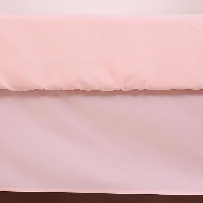 Cloele 3 Pieces Crib Bedding Set for Girls,Standard Size Pink Ruffled Nursery Crib Baby Bedding Set Includes Comforter Fitted Sheet Crib Skirt -Girls Solid Seersucker Ruffle Quilt-CubbioJoy