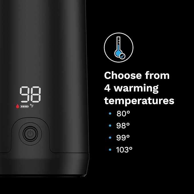 Baby Brezza SuperFast Portable Baby Bottle Warmer – 67% Faster - Travel Breastmilk Warmer and Formula Warmer - Safe, Even Heating - Up to 9oz - No Adapters, Black-CubbioJoy