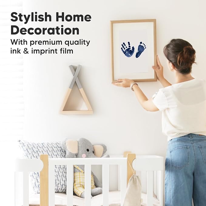 2-Pack Inkless Baby Hand and Footprint Kit - Mess Free Ink Pad for Newborn Keepsake, Dog Nose & Paw Print Kit, Clean Touch Ink Pad for Baby Hand & Footprints, Ideal New Mom Gifts (Navy, L)-CubbioJoy