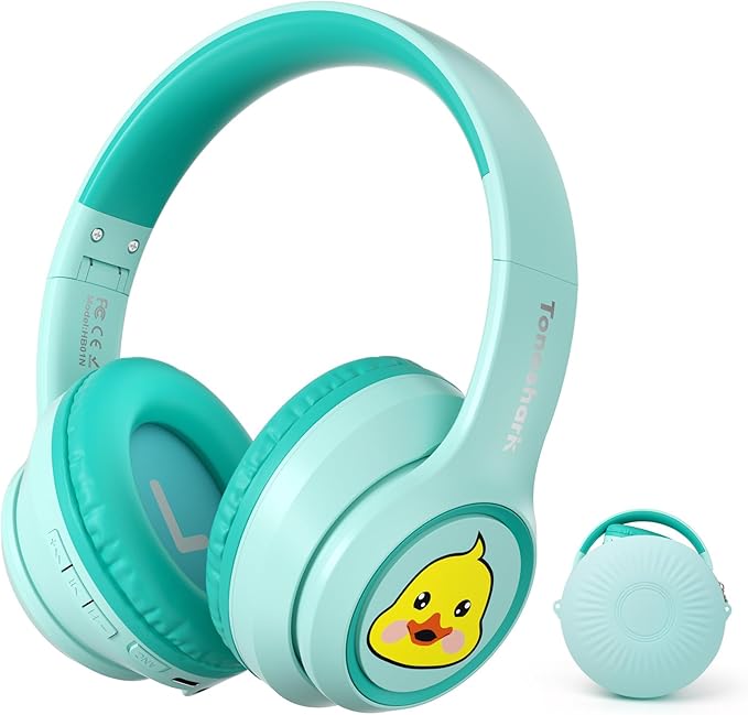 Active Noise Cancelling Kids Headphones, 60H Playtime, Wireless Bluetooth Over-Ear Headset, Built-in Microphone for Home/School/Travel/Party - Includes Portable Case-CubbioJoy