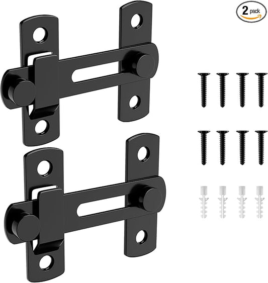 2PCS 180 Degree Matte Black Bifold Latch Flip Sliding Barn Door Latches, Gate Latch for Barn Door, Sliding Door, Pet Door, Garage, Bathroom, Window, Outdoor-CubbioJoy