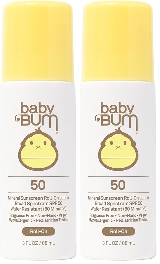 Baby Bum Mineral SPF 50 Roll-On Sunscreen | Vegan and Hawaii 104 Reef Act Compliant (Octinoxate & Oxybenzone Free) Broad Spectrum Moisturizing UVA/UVB Easy Roller Ball Sunscreen Lotion (Pack of 2)-CubbioJoy