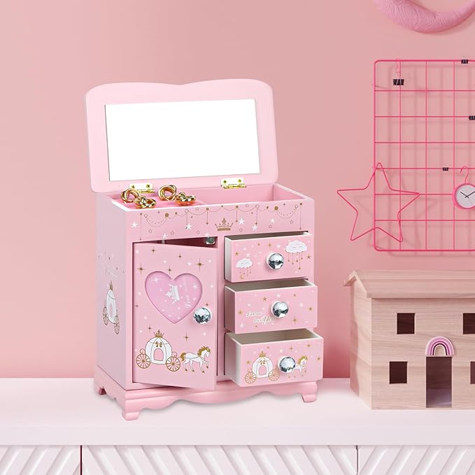 Children Jewelry Box For Girls Pink Princess Castle Girls Little Girl Birthday Christmas girl jewelry box-CubbioJoy
