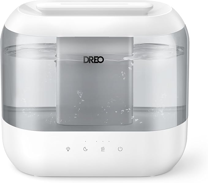 Dreo Top Fill 4L Humidifiers for Bedroom, 36H Runtime, 28 dB Quiet Cool Mist Supersized Air Humidifier for Large Room, Plants, Baby Nursery, Indoor, Night Light, Easy to Clean & Fill, Gray-CubbioJoy