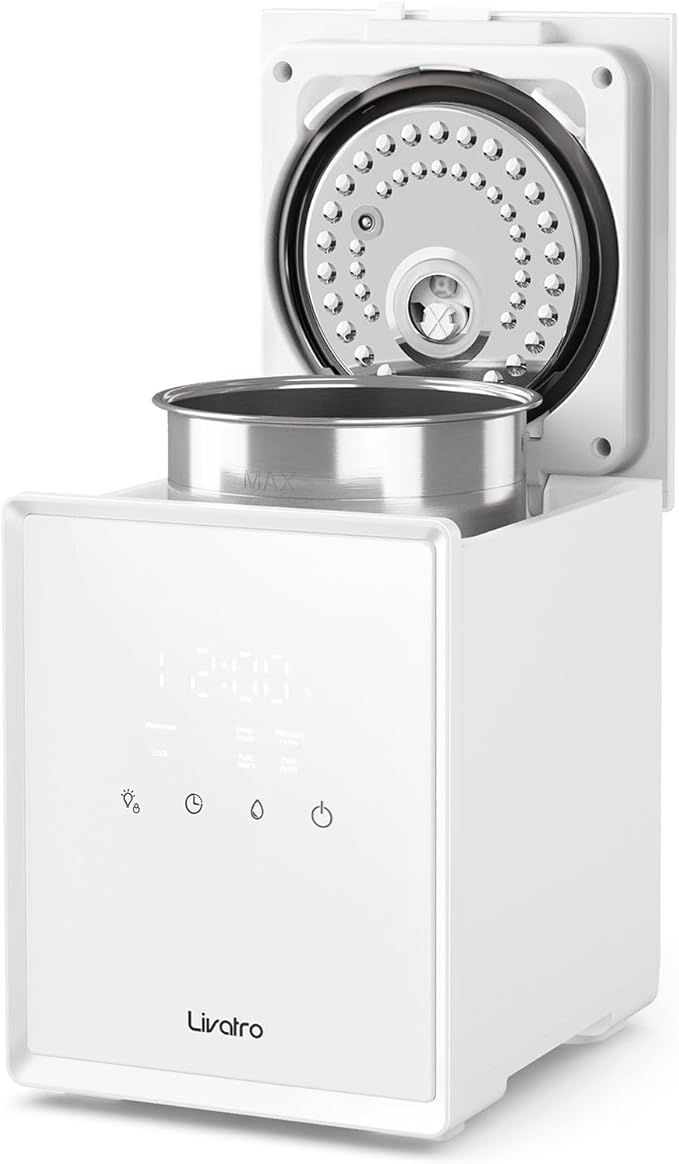 3L Stainless Steel Warm Mist Humidifier with Easy Clean and Warm Steam Function, Healthy Air Mist Humidifiers for Bedroom Living Room, with Sleep Mode and Auto-off Setting-CubbioJoy