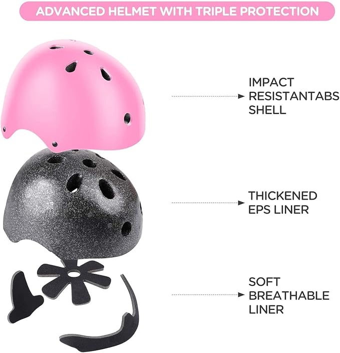 Adjustable Kids Helmet with Knee Pad, Elbow Pads & Wrist Guards - Toddler Bike Helmets for Ages 3-5, 5-8, 8-14 Years - Perfect for Skating, Biking, Cycling, and Skateboard - for Boys and Girls-CubbioJoy
