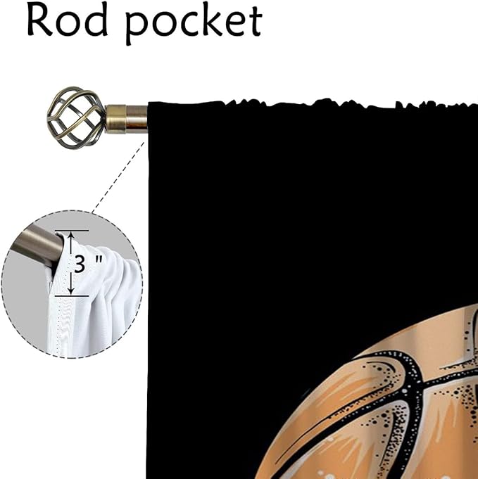 Basketball Blackout Curtains for Boy Girl Room Darkening Decor,Sport Theme Motto Dark Background Bedroom Living Room Home Rod Pocket Thermal Insulated Window Curtain/Drapes Panel,84x84 Inch…-CubbioJoy