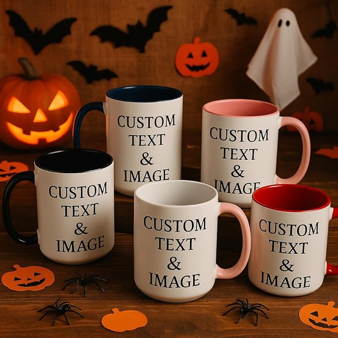 Customized 15oz Ceramic Coffee Mugs with Personalized Text and Photo Image Upload Novelty Gift, Personalize With Different Design And Images, Custom Gift (Black)-CubbioJoy