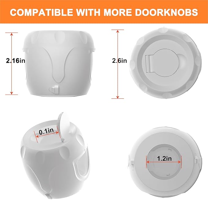 Innovative Door Knob Safety Cover for Kids (4 Pack) New Hidden Holes Covers and Lockable Design Babyproof Door knob Handle Cover - No Screwdriver or Tools Needs-CubbioJoy