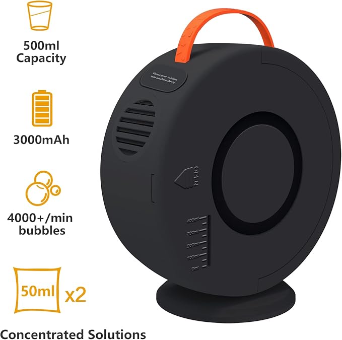 Bubble Machine Automatic Bubble Blower for Kids Toddlers Rechargeable Battery Portable Bubble Maker Electric Bubble Machine Auto Rotating 90°/360° Outdoor Toy for Birthday Party Wedding-CubbioJoy