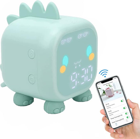 Kids Alarm Clock Girls Green Dinosaur Alarm Clocks with Night Light Bluetooth Digital Alarm Clock for Kids Girls Children-CubbioJoy