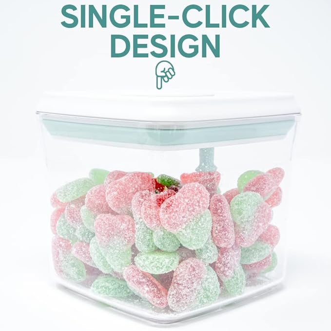 BopTop (4pc Set) Airtight Food Storage Container – Mechanical Silicone Seal Canister - BPA-Free Stackable - 1.3Qt/2.1Qt/2.8Qt/3.5Qt-CubbioJoy