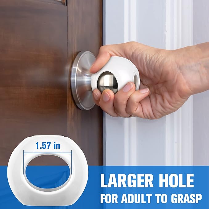 Door Knob Child Proof Universal Size 2.7" Diameter Baby Door Knob Safety Cover for Kids Easy Grip Baby Proof Door Knob Covers Hard for Toddlers to Open Child Safety Door Knob Covers (4 Pack)-CubbioJoy