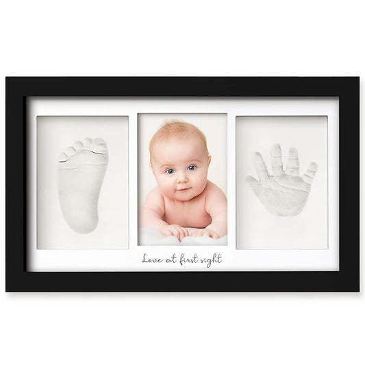 Baby Hand and Footprint Kit - Clay Handprint Keepsake Frame, Newborn Nursery Picture Frame, Personalized New Mom Gifts for Baby Shower & Registry (Onyx Black)-CubbioJoy
