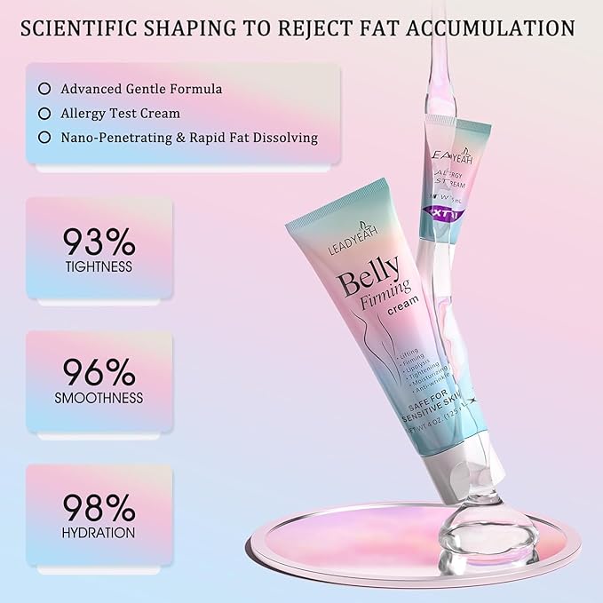 B Flat Belly Firming Cream - Moisturizing, Lifting, Firming for Stomach, Thighs and Butt, Body Lotion gift for Women and Men, 125 ML +5 ML-CubbioJoy