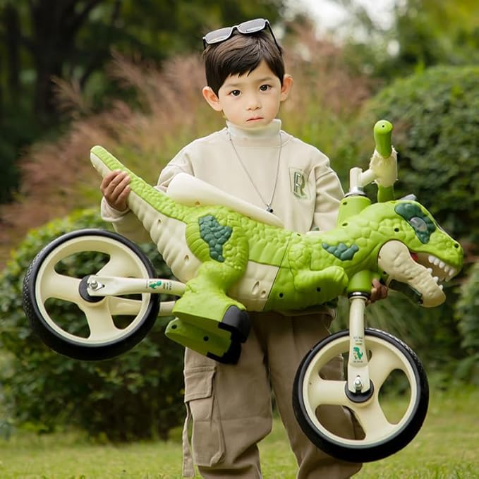 Dinosaur-Themed Toddler Balance Bike Toys for 2-7 Year Old Girls & Boys - Music & Lighting Effects, No-Pedal Training Bike, Best Gifts for Kids with Carbon Steel Frame & Adjustable Handlebar-CubbioJoy