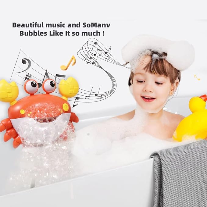 Crabby Bubble Bath Toy for Toddlers - Automatic Bubble Maker with 12 Children's Songs - Sing-Along Bath Bubble Machine for Baby, Toddler and Kids - Fun Bathtub Toy for Endless Bubble Play-CubbioJoy