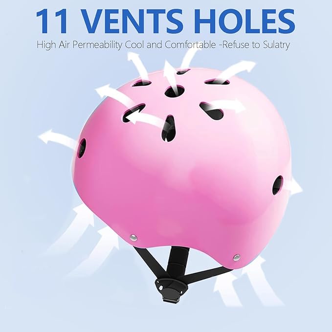 Kids Bike Helmet with Knee Elbow Wrist Pads Guards,Pink,for Ages 2-3-5-8-14,Sports Bicycle,Skate Scooter,Rollerblading with Unicorn Sticker-CubbioJoy